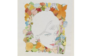 Head with flowers Warhol